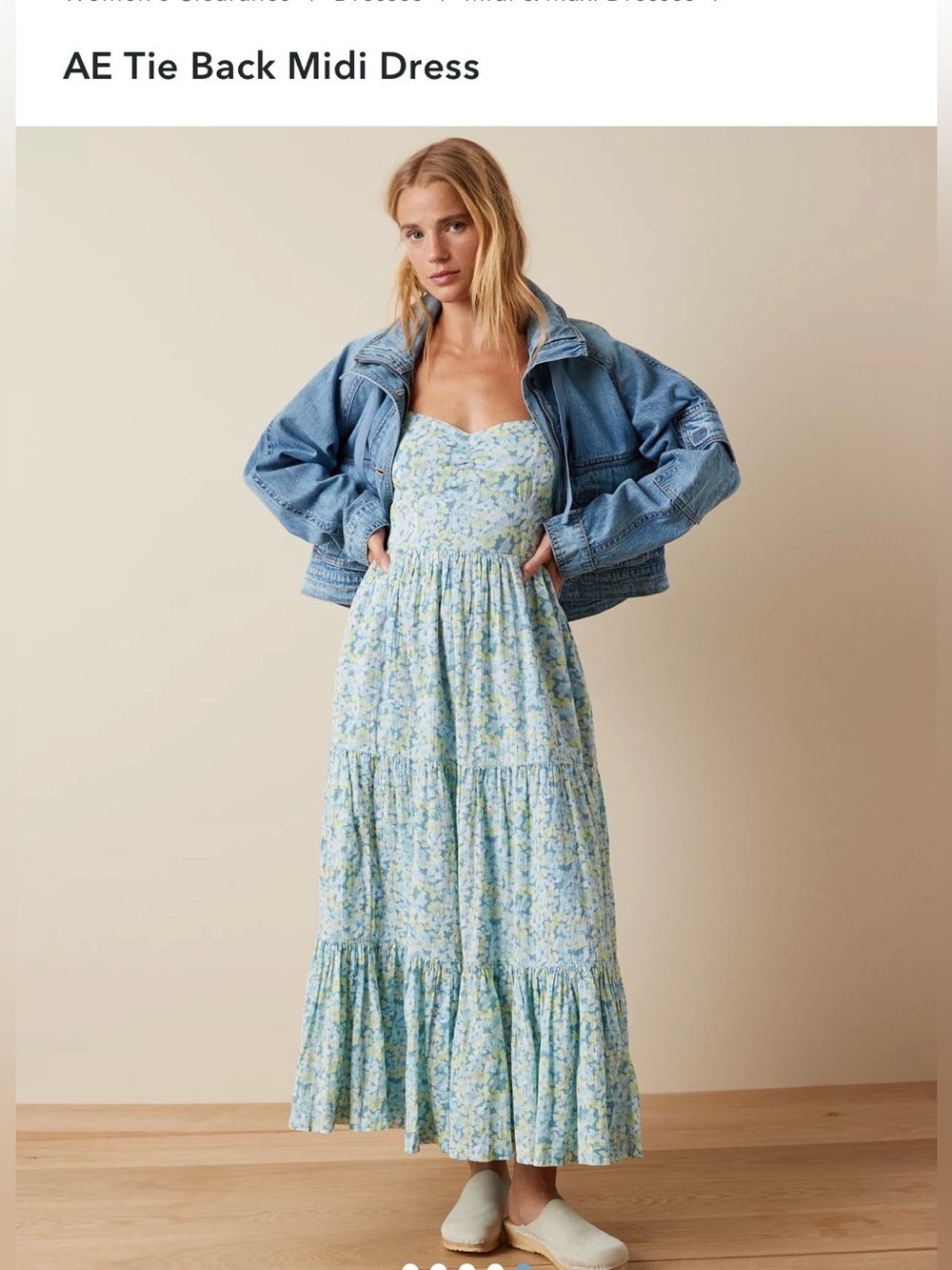 American Eagle Outfitters Light Blue and Yellow Floral Maxi Dress